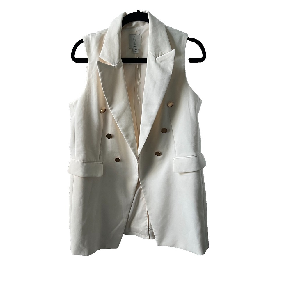 Joie Womens‎ Vest Ivory Gold Button Open Front Career Business Party Size M NWOT
